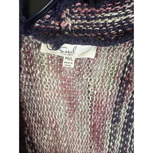 EASEL Long CARDIGAN SWEATER Duster Purple Pink Knit M/L - Picture 2 of 7